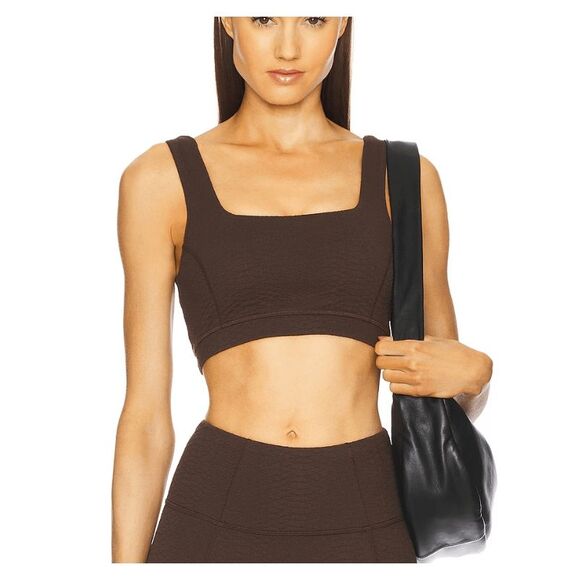 New Gigi C Wilson Snakeskin Sports Bra Crop Top L Chocolate - Picture 1 of 6